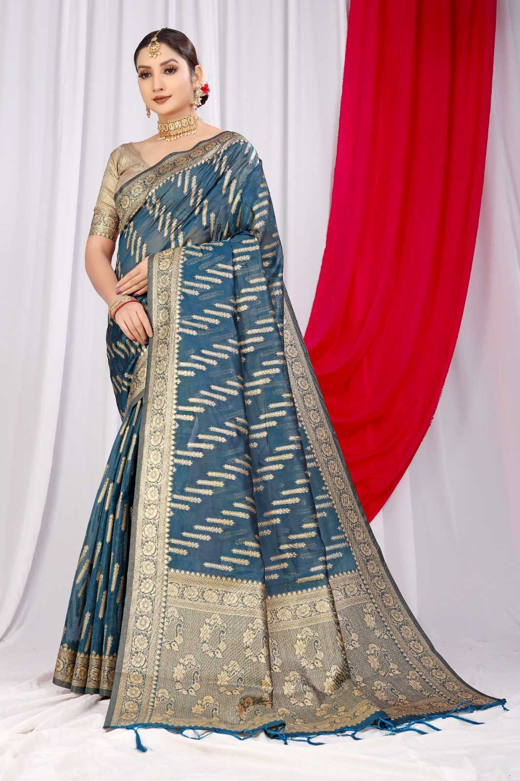 YNF ORGANZA SILK NYC SILK WHOLESALE SAREES MANUFACTURER