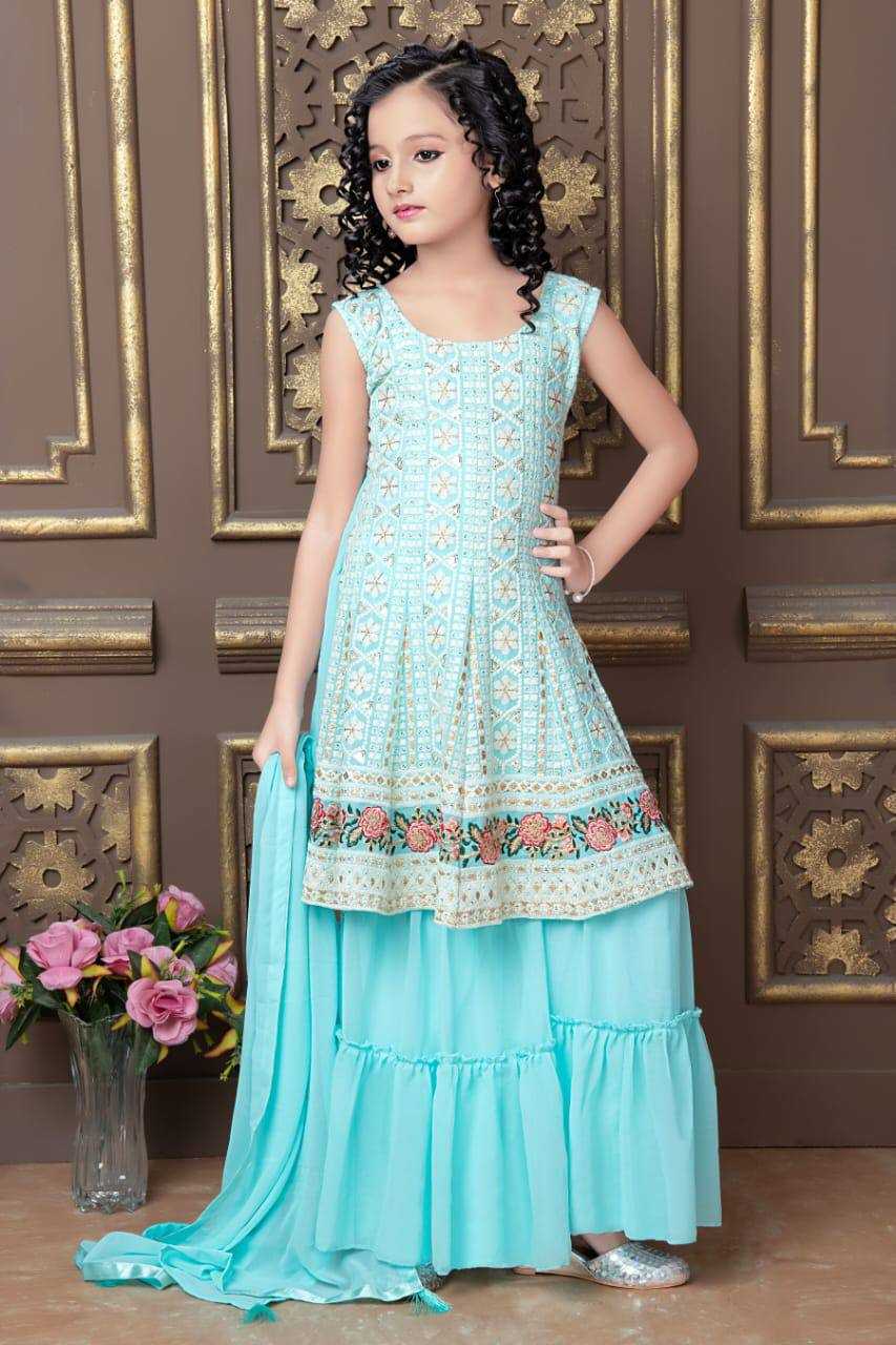 YNF FAUX GEORGETTE KSB 1005-B KIDS WEAR WHOLESALE KIDS SHARARA EMANUFACTURER