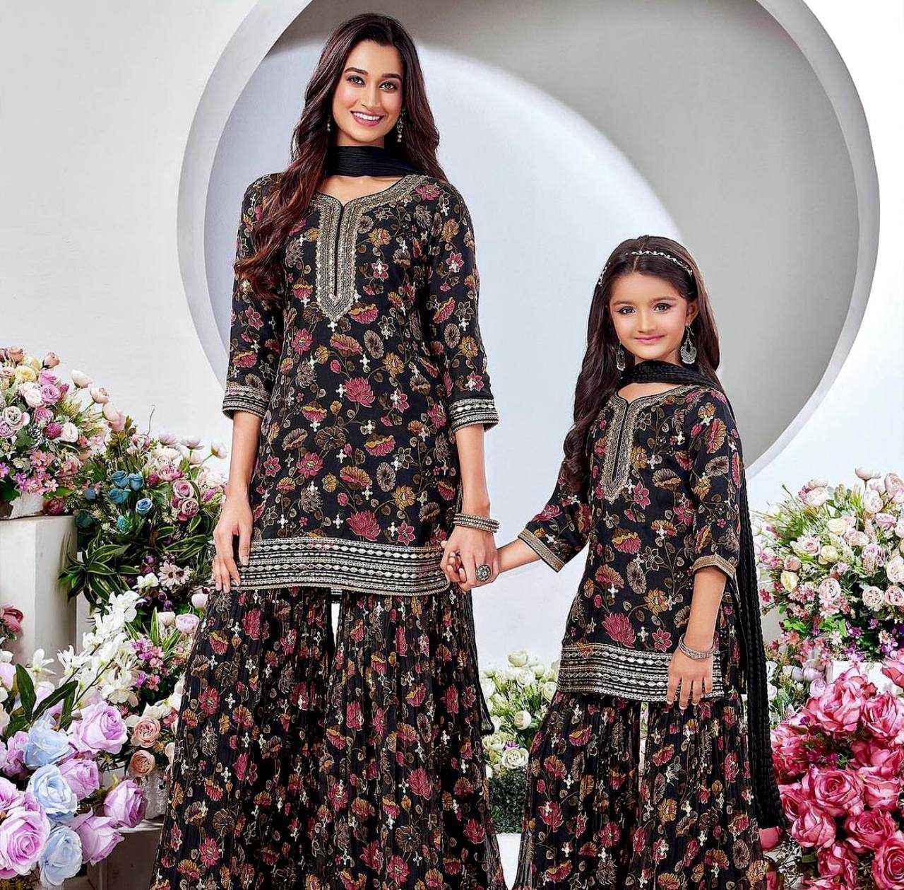 YNF FAUX GEORGETTE ROC 504 SUITS WHOLESALE MOTHER & DAUGHTER COMBO MANUFACTURER    