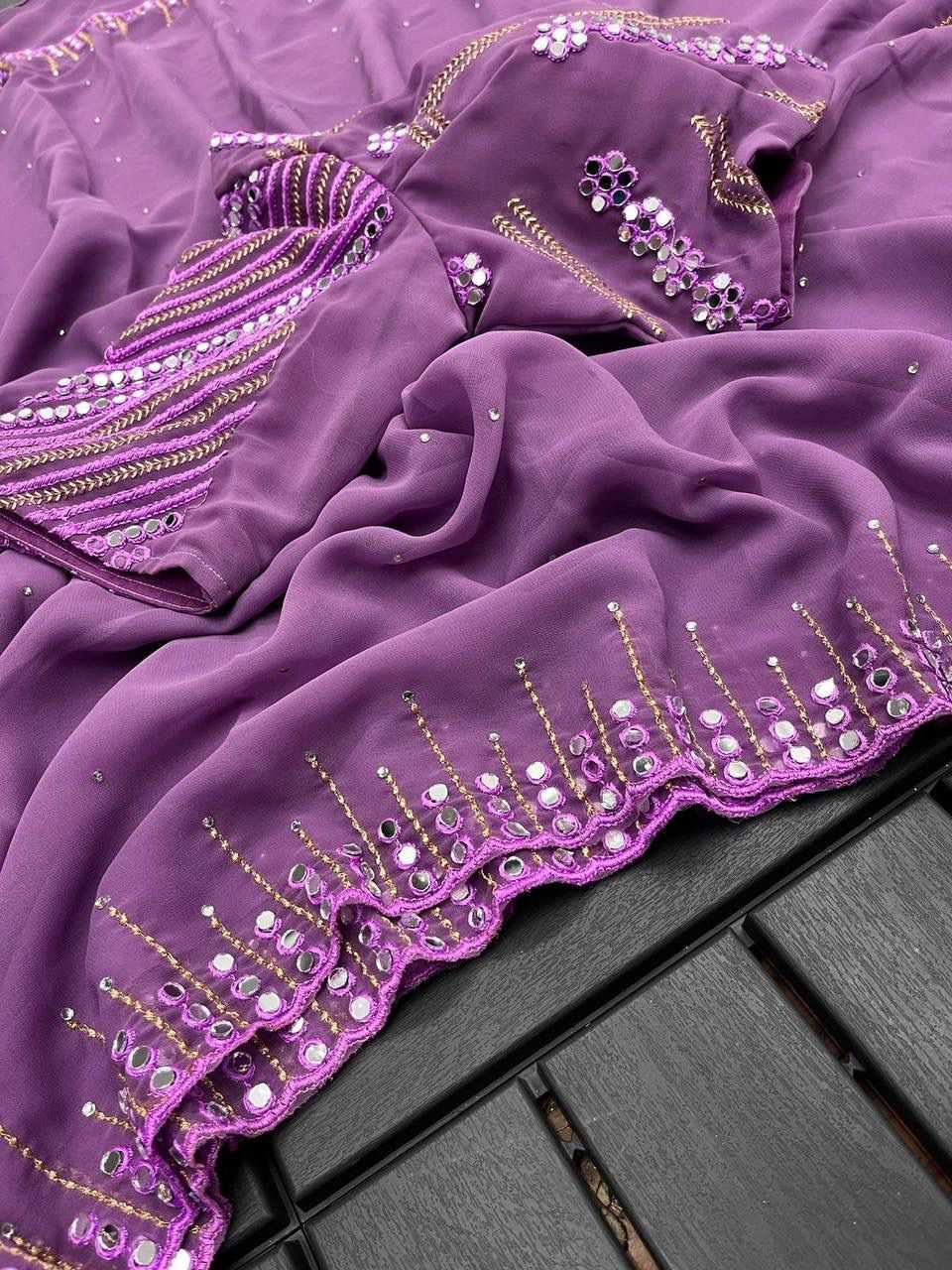 YNF GEORGETTE MPL 13 SAREES WHOLESALE GEORGETTE LADIES EMBROIDERY SAREES MANUFACTURER