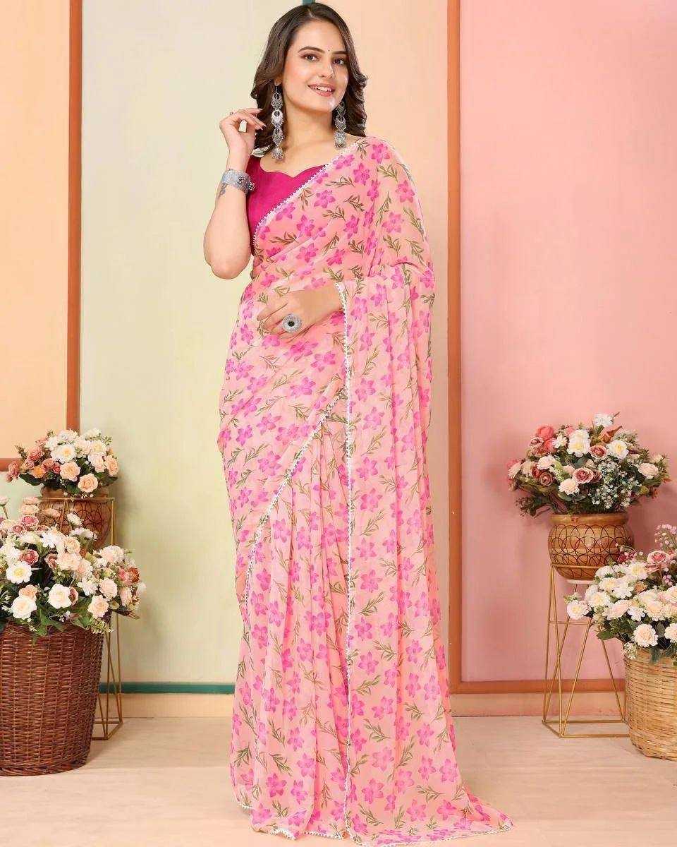 YNF GEORGETTE RSF 737 SAREES WHOLESALE READY TO WEAR PRE DRAPED GEORGETTE SAREES MANUFACTURER              