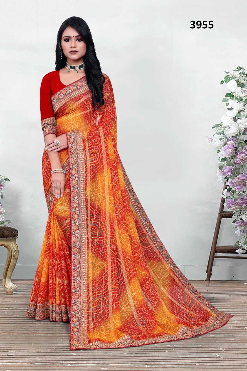 YNF PURE BANDHEJ RSRM JAIPURI SAREES WHOLESALE LADIES BANDHANI BANDHEJ DURGA POOJA SAREES MANUFACTURER    