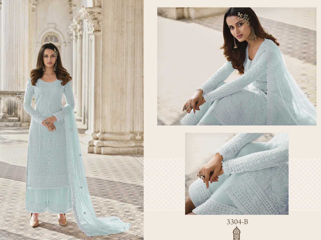 YNF BUTTERFLY NET KAL 3304 SUITS & DRESSESS WHOLESALE EMBROIDERY SEMI STITCHED NET SUITS MANUFACTURER