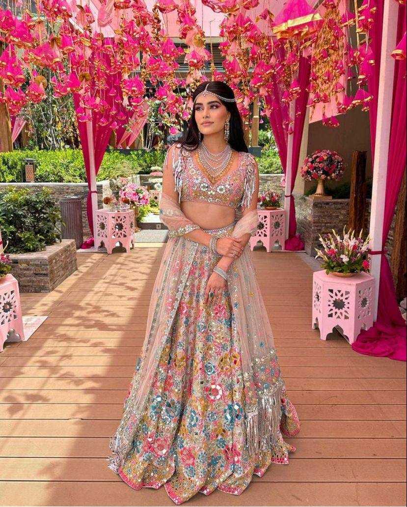 YNF BUTTERFLY NET RIN108 1553 LEHENGAS WHOLESALE WEDDING NET FANCY EMBROIDERED LEHENGAS MANUFACTURER