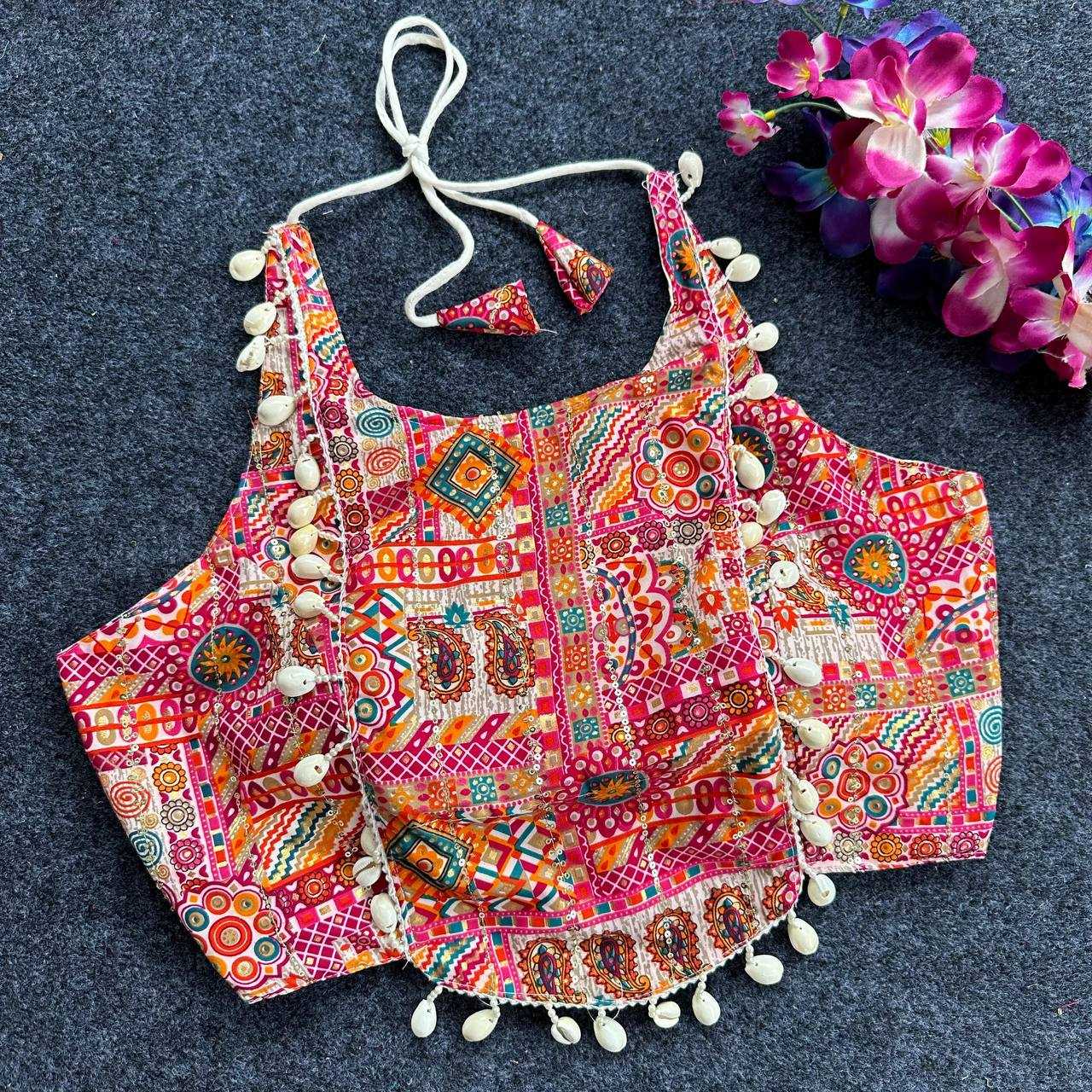 YNF COTTON WMF 07 READYMADE BLOUSE WHOLESALE PRINTED SLEEVELESS COTTON KUTCH WORK BLOUSE MANUFACTURER