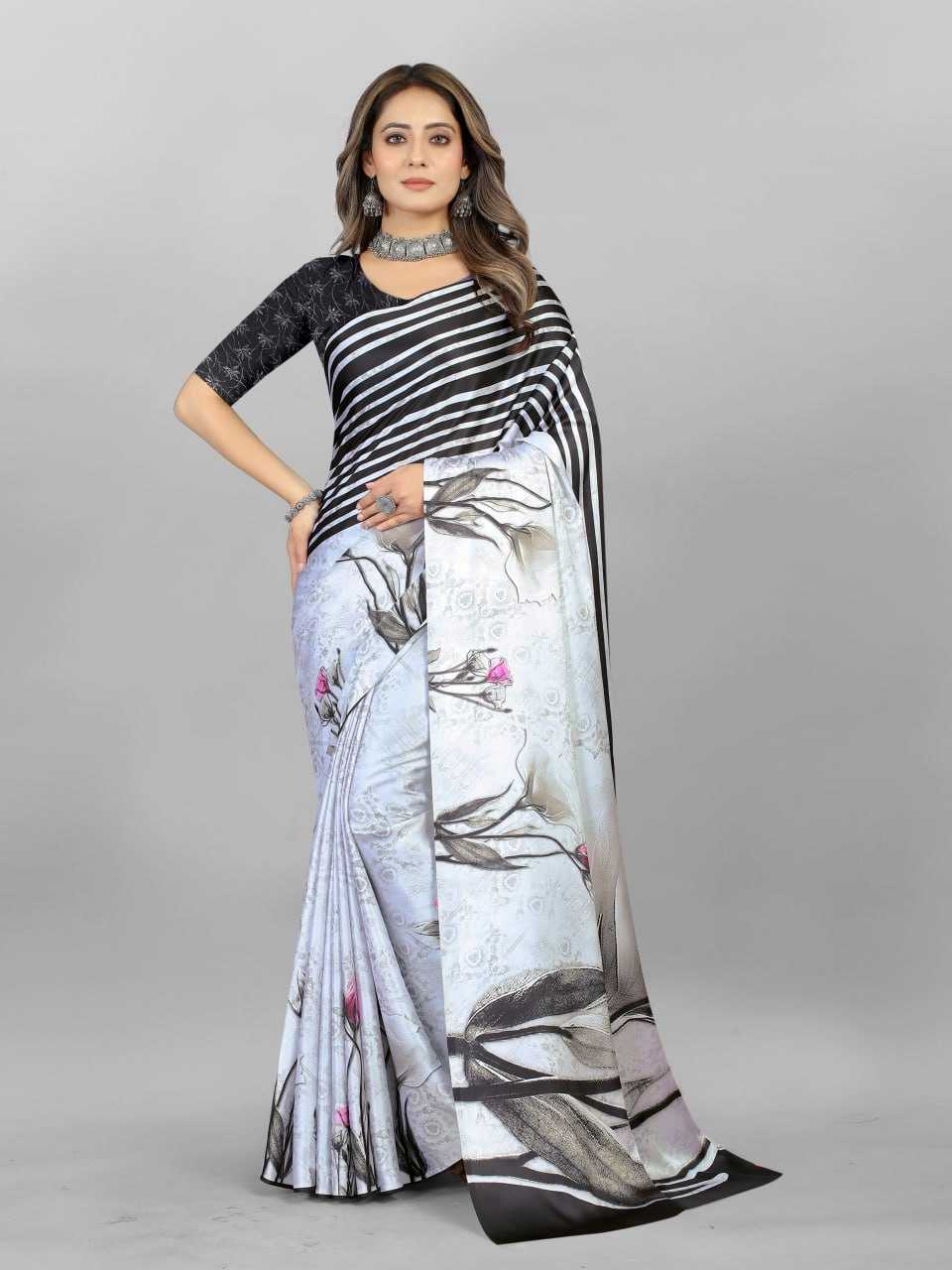 YNF CREPE SRRT JAPAN CRAPE4 SAREES WHOLESALE PRINTED LADIES CREPE SATIN SAREES MANUFACTURER