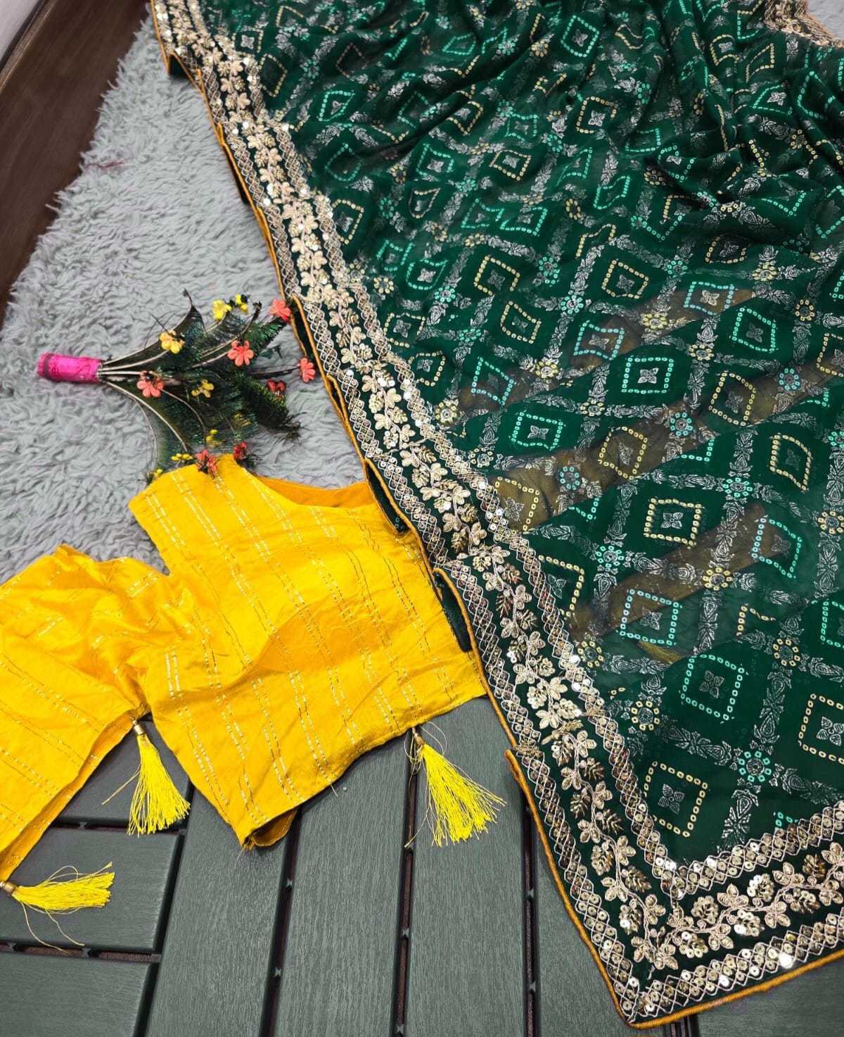 YNF GEORGETTE RJK 698 SAREES WHOLESALE PRINTED GEORGETTE BANDHANI BANDHEJ SAREES MANUFACTURER