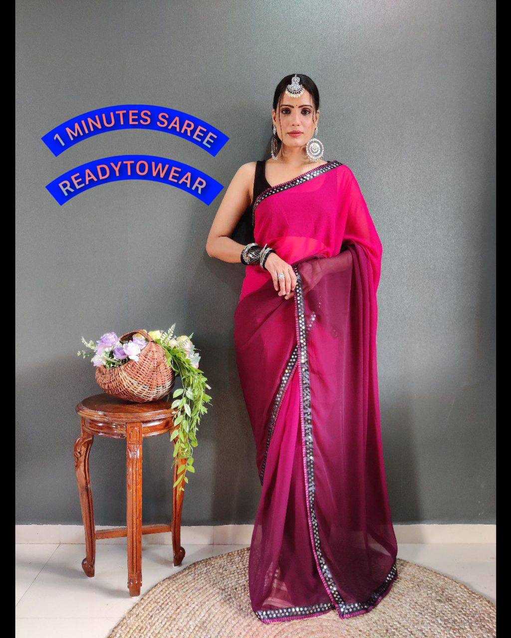 YNF GEORGETTE RVR 11 SAREES WHOLESALE READY TO WEAR GEORGETTE PRE DRAPED SAREES MANUFACTURER