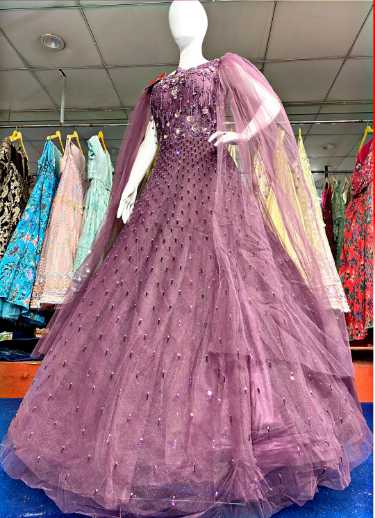 YNF NET KPD 23 GOWNS WHOLESALE EMBROIDERY PARTY LONG NET GOWNS MANUFACTURER