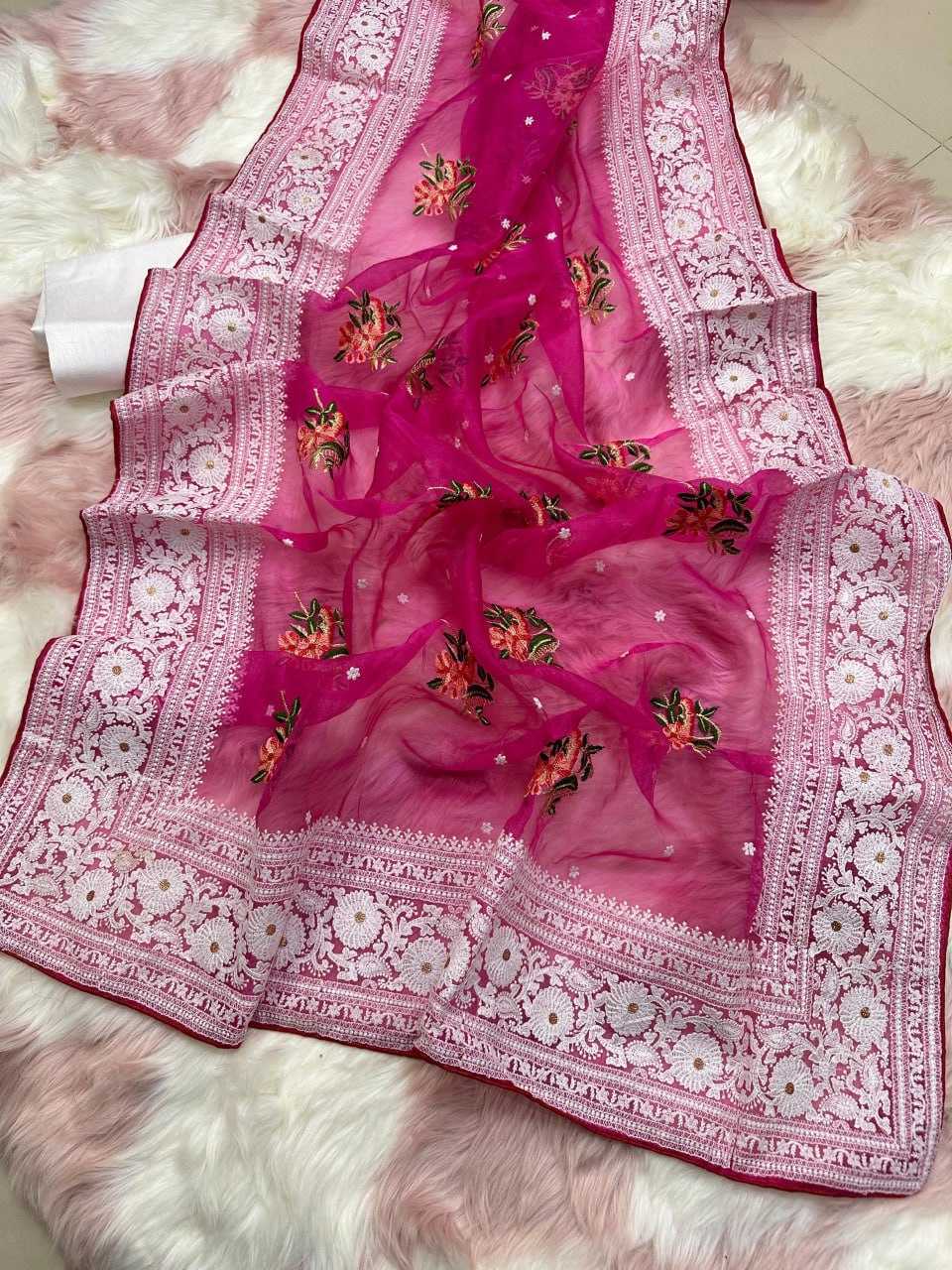 YNF ORGANZA SILK MPL PATRALEKHA SAREES WHOLESALE ORGANZA CHIKAN VISCOSE SAREES MANUFACTURER