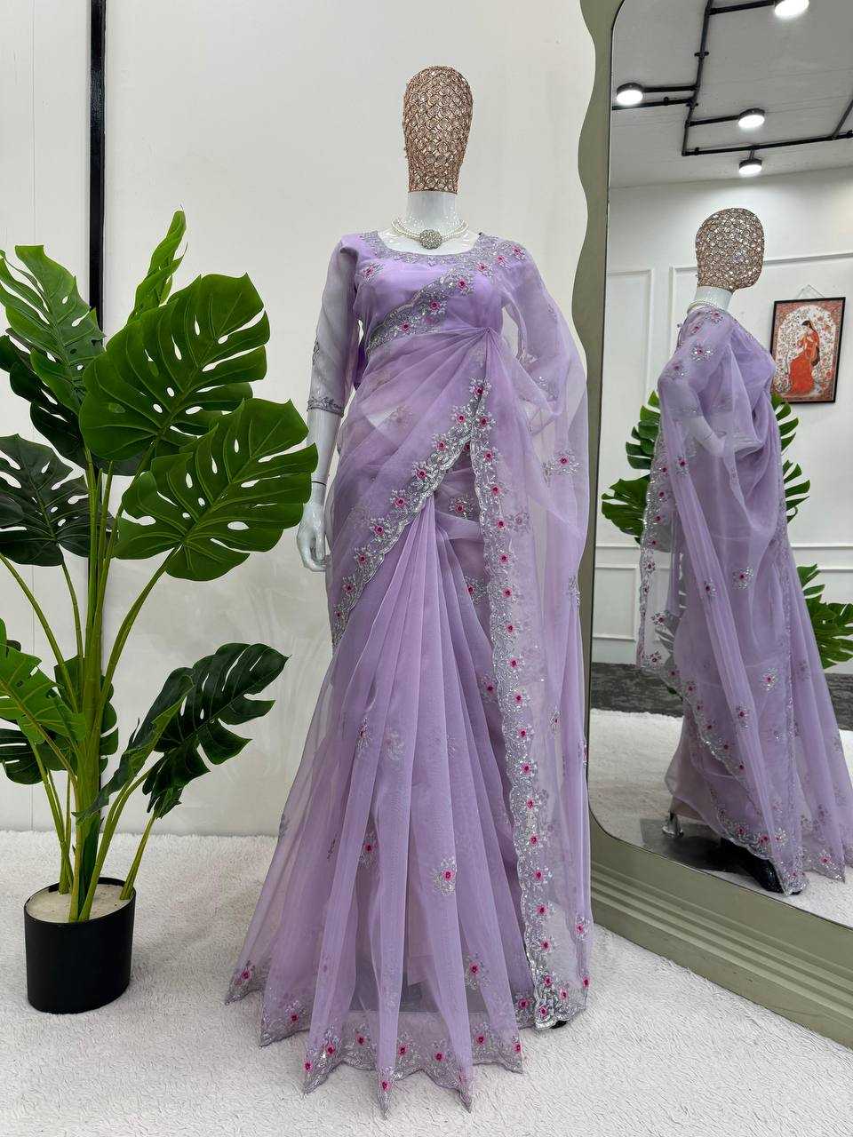 YNF ORGANZA SILK RIN133 509 SAREES WHOLESALE ORGANZA PARTY WEAR SEQUENCE SAREES MANUFACTURER