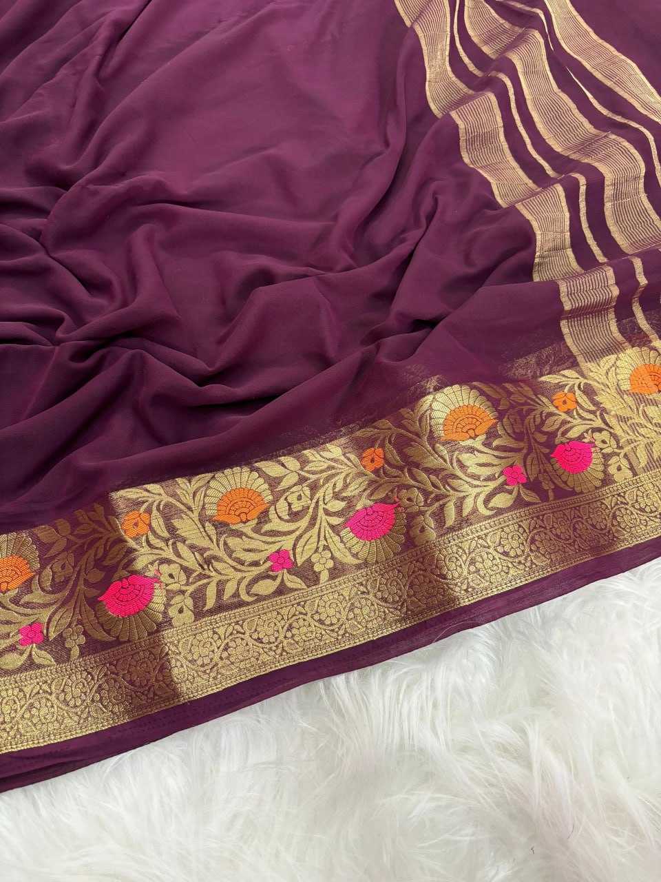 YNF PURE CHIFFON RUN 50 SAREES WHOLESALE CHIFFON LACE BORDER ZARI BORDER SAREES MANUFACTURER