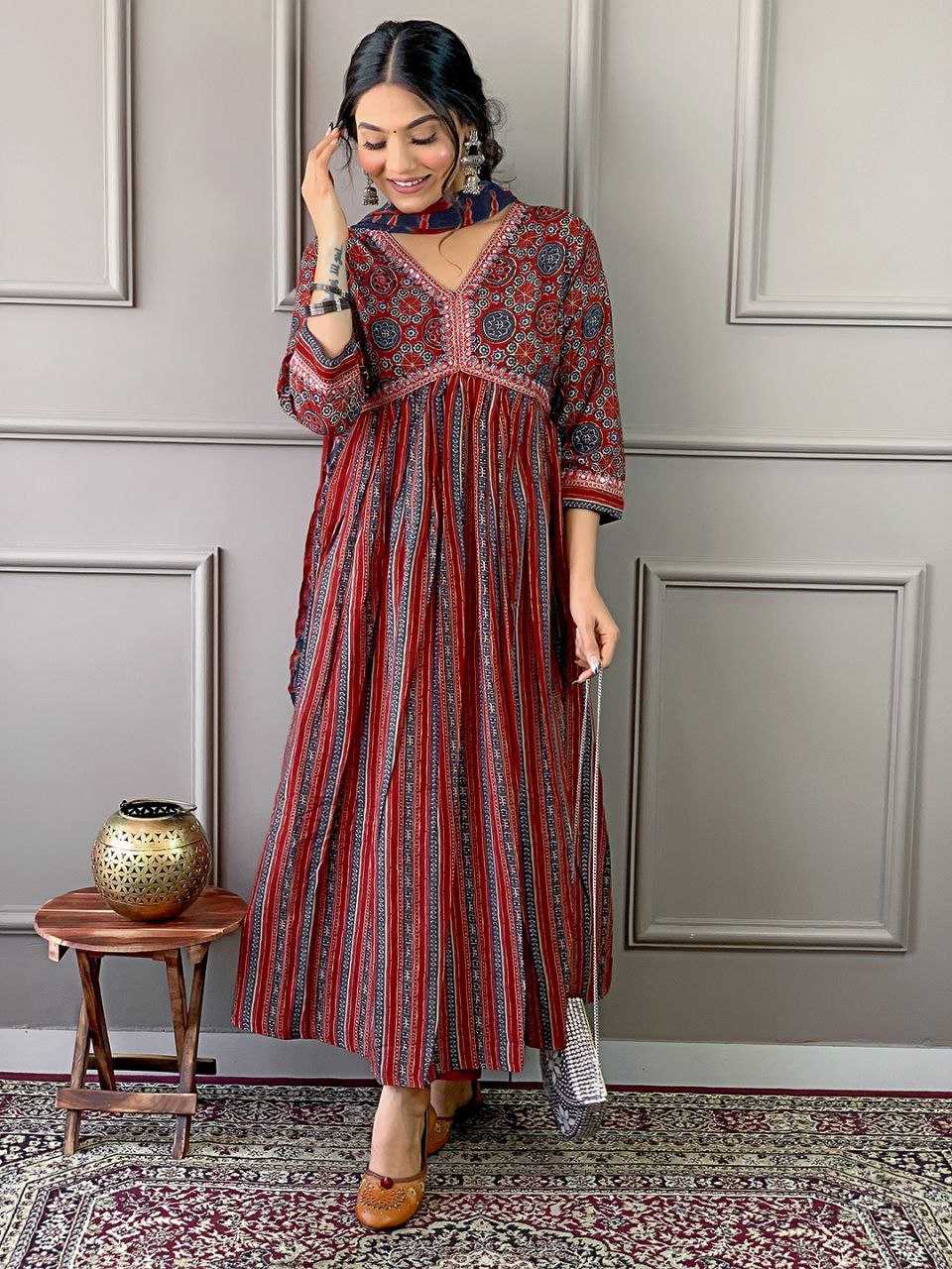 YNF PURE COTTON JNC 252 GOWNS WHOLESALE PRINTED ANARKALI GOWNS MANUFACTURER