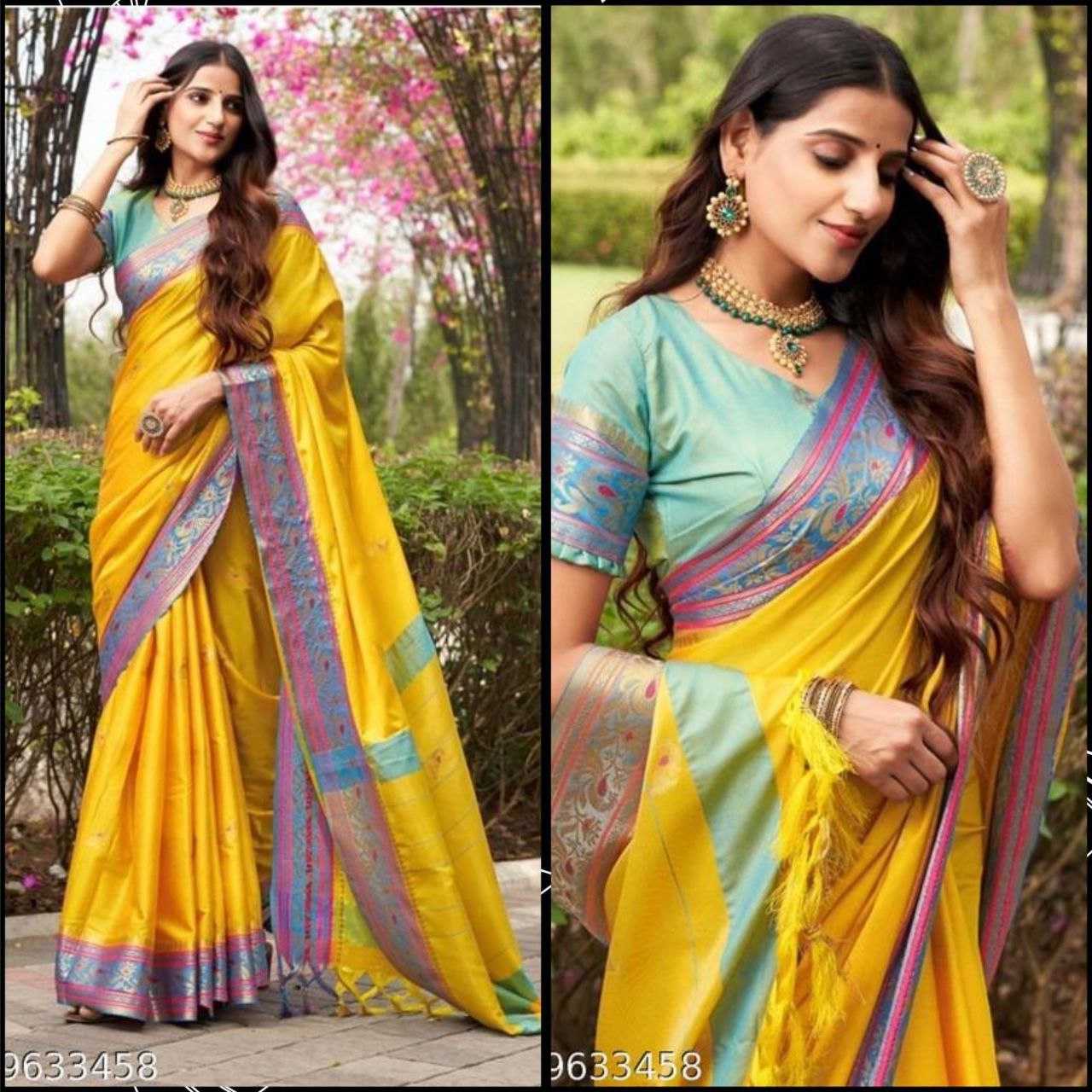 YNF SILK COTTON RVR SONI PEACOCK SAREES WHOLESALE COTTON LINEN BUTTA JACQUARD SAREES MANUFACTURER