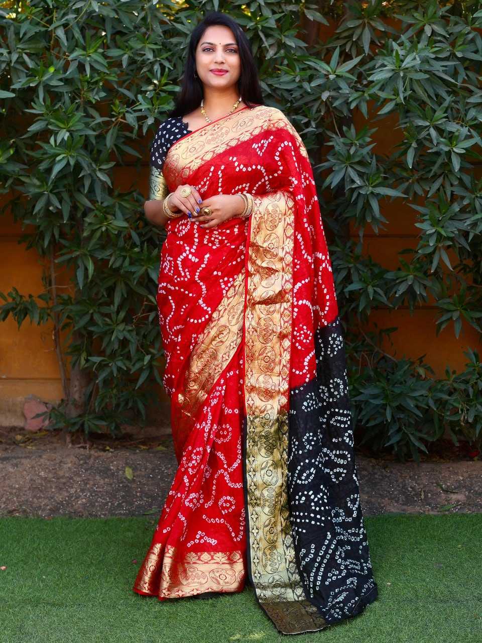 YNF SOFT TAPETA SILK VAD 20 SAREES WHOLESALE BANDHANI BANDHEJ PRINTED LADIES SAREES MANUFACTURER 