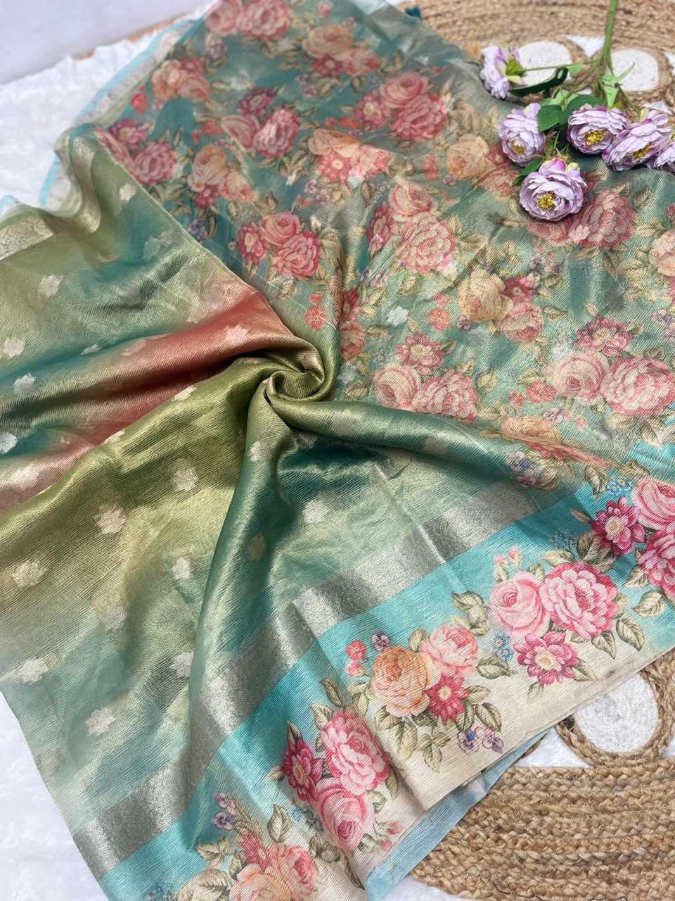 YNF TISSUE SILK KESH101 ANT87 SAREES WHOLESALE PRINTED LADIES TISSUE SILK SAREES MANUFACTURER