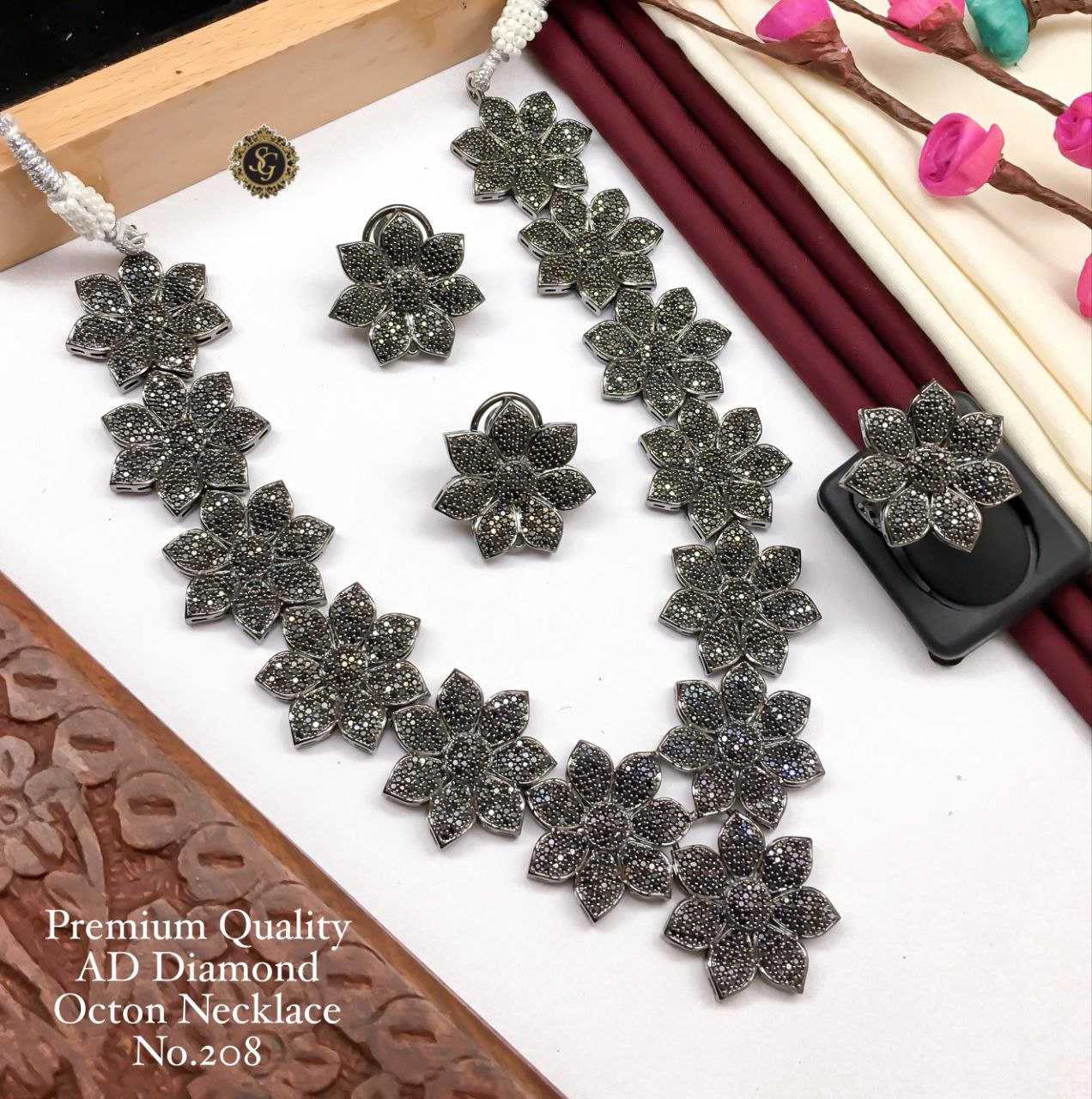 YNF AD DIAMOND ROSE12 WOMENS JEWELLERY WHOLESALE AD DIAMOND NECKLACE MANUFACTURER