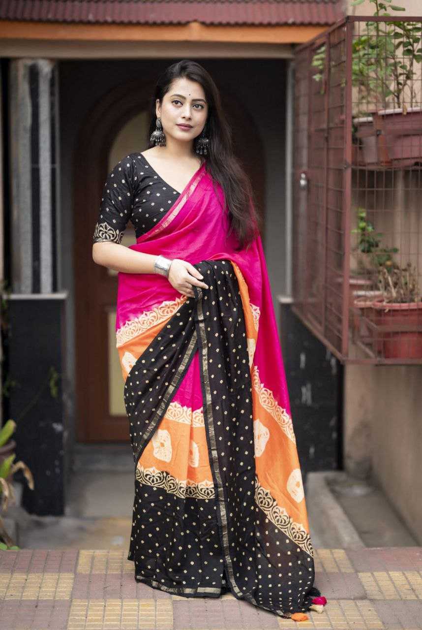 YNF CHANDERI COTTON KESH118 125 SAREES WHOLESALE COTTON LINEN CHANDERI BANDHANI BANDHEJ ZARI BORDER SAREES MANUFACTURER