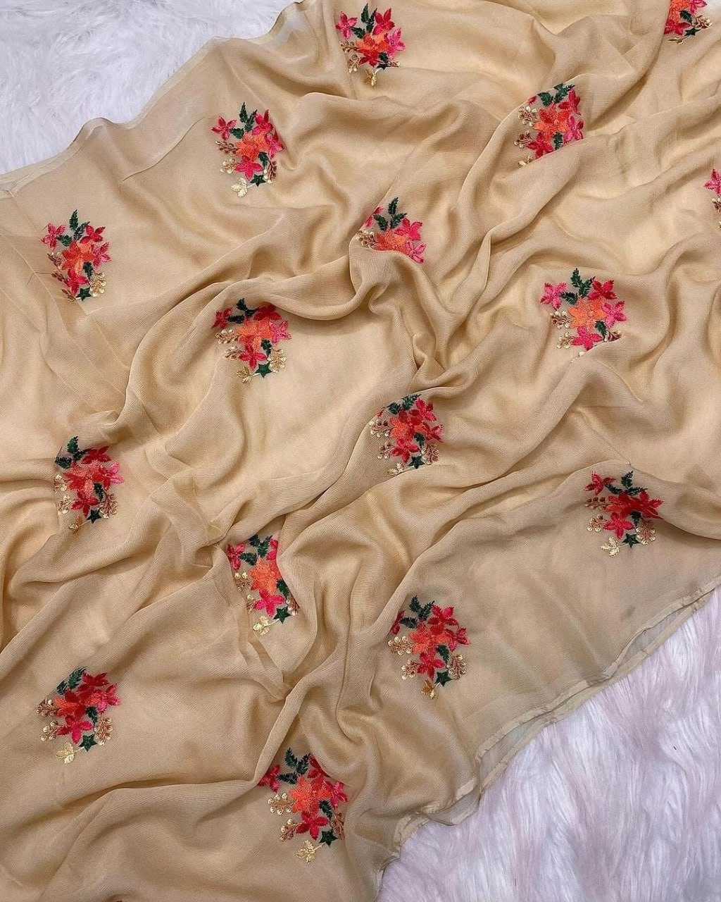 YNF CHIFFON RIN163 RAE18 SAREES WHOLESALE CHIFFON EMBROIDERED BUTTA SAREES MANUFACTURER