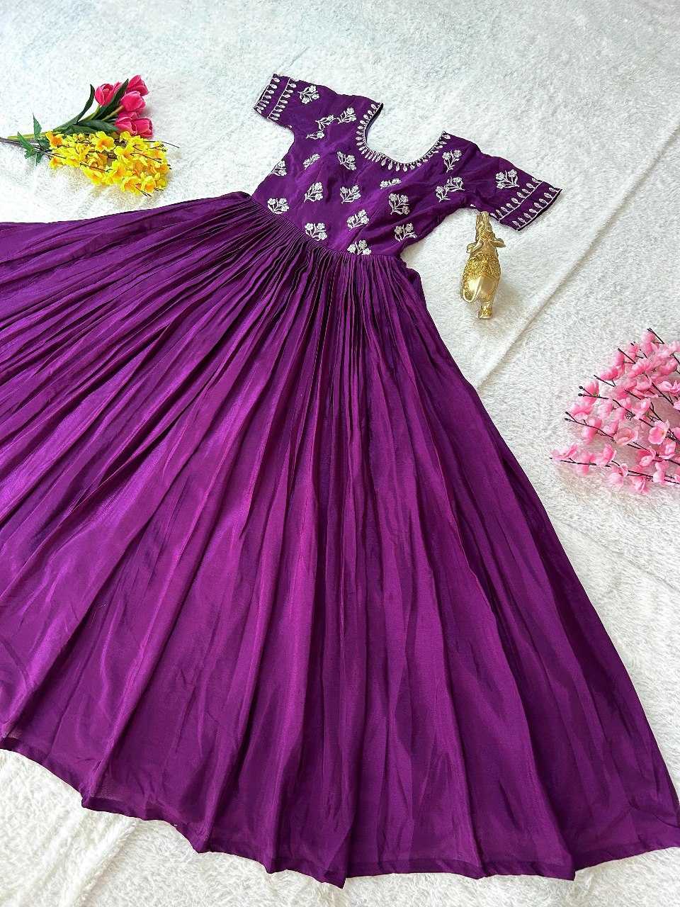 YNF CHINON SILK KESH108 5555 GOWNS WHOLESALE FANCY ANARKALI LONG GOWNS MANUFACTURER