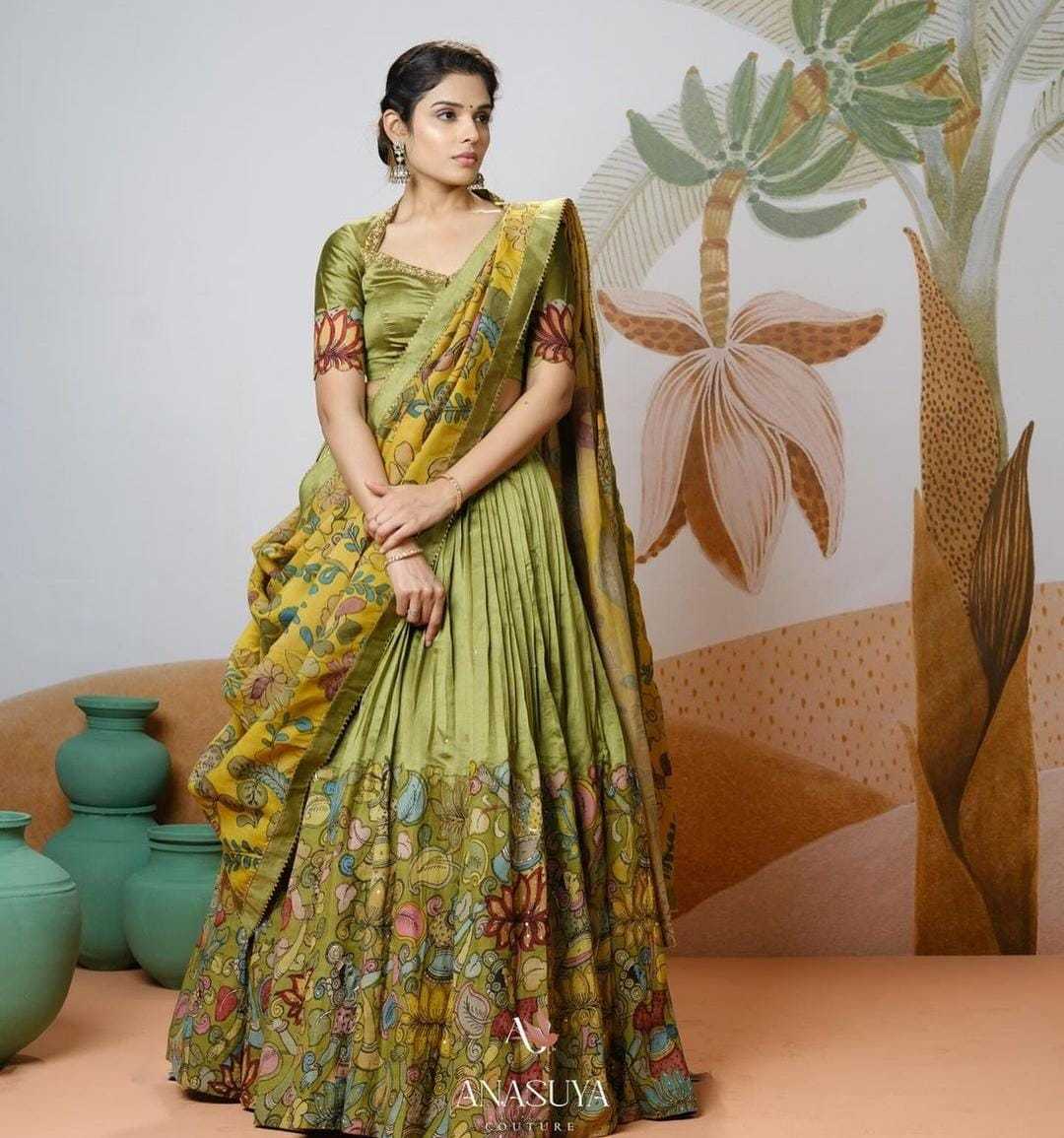 YNF CHINON SILK KESH108 5584 LEHENGAS WHOLESALE KALAMKARI FANCY TRADITIONAL LEHENGAS MANUFACTURER