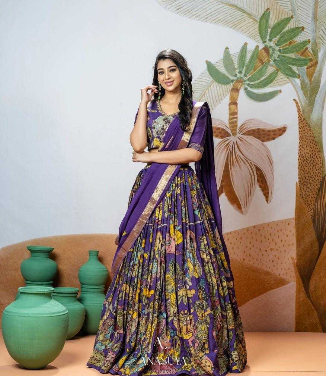 YNF CHINON SILK KESH108 5587 LEHENGAS WHOLESALE KALAMKARI FANCY TRADITIONAL LEHENGAS MANUFACTURER