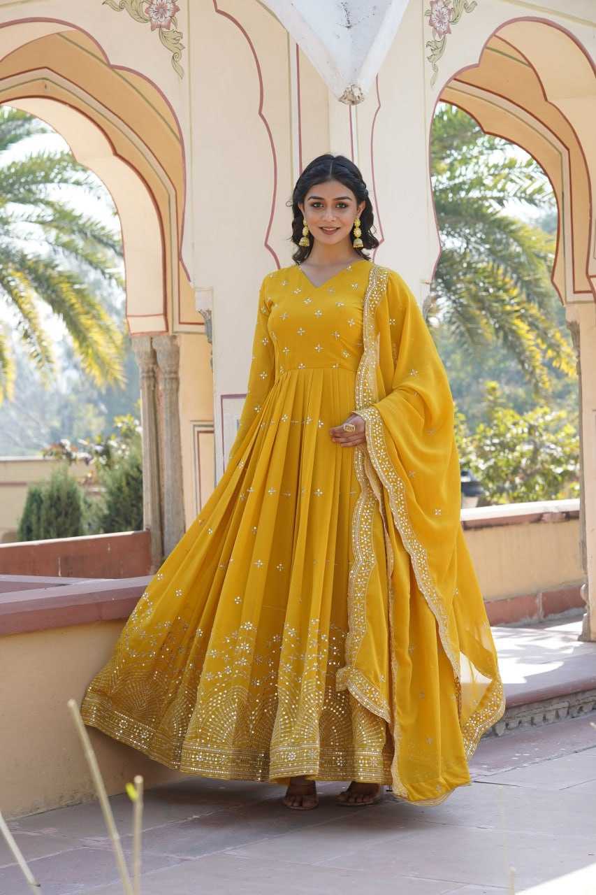 YNF FAUX GEORGETTE KESH133 1084 GOWNS WHOLESALE EMBROIDERY ANARKALI LONG GEORGETTE GOWNS MANUFACTURER