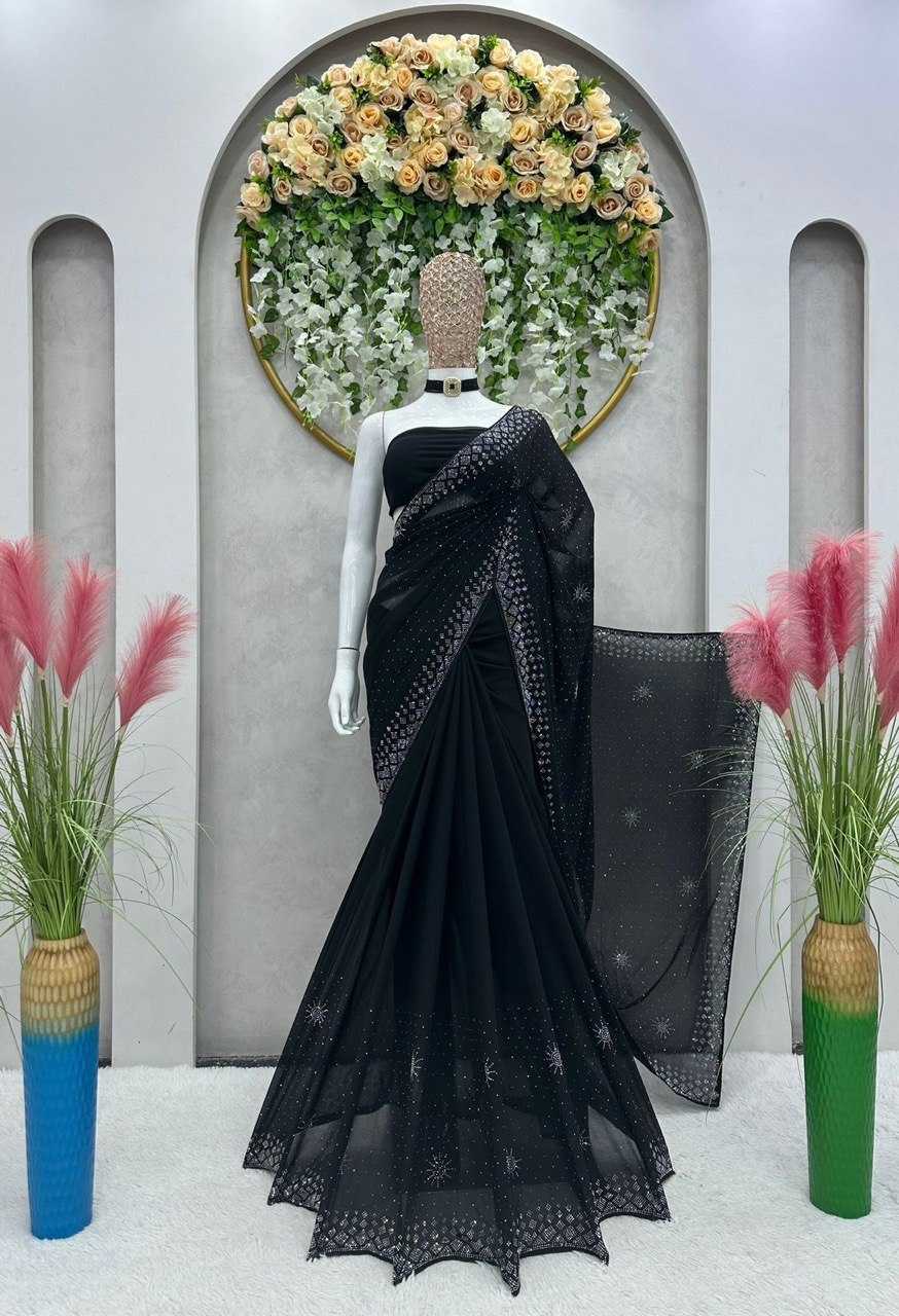 YNF FAUX GEORGETTE RIN133 445 SAREES WHOLESALE DESIGNER PARTY WEAR FANCY GEORGETTE SAREES MANUFACTURER