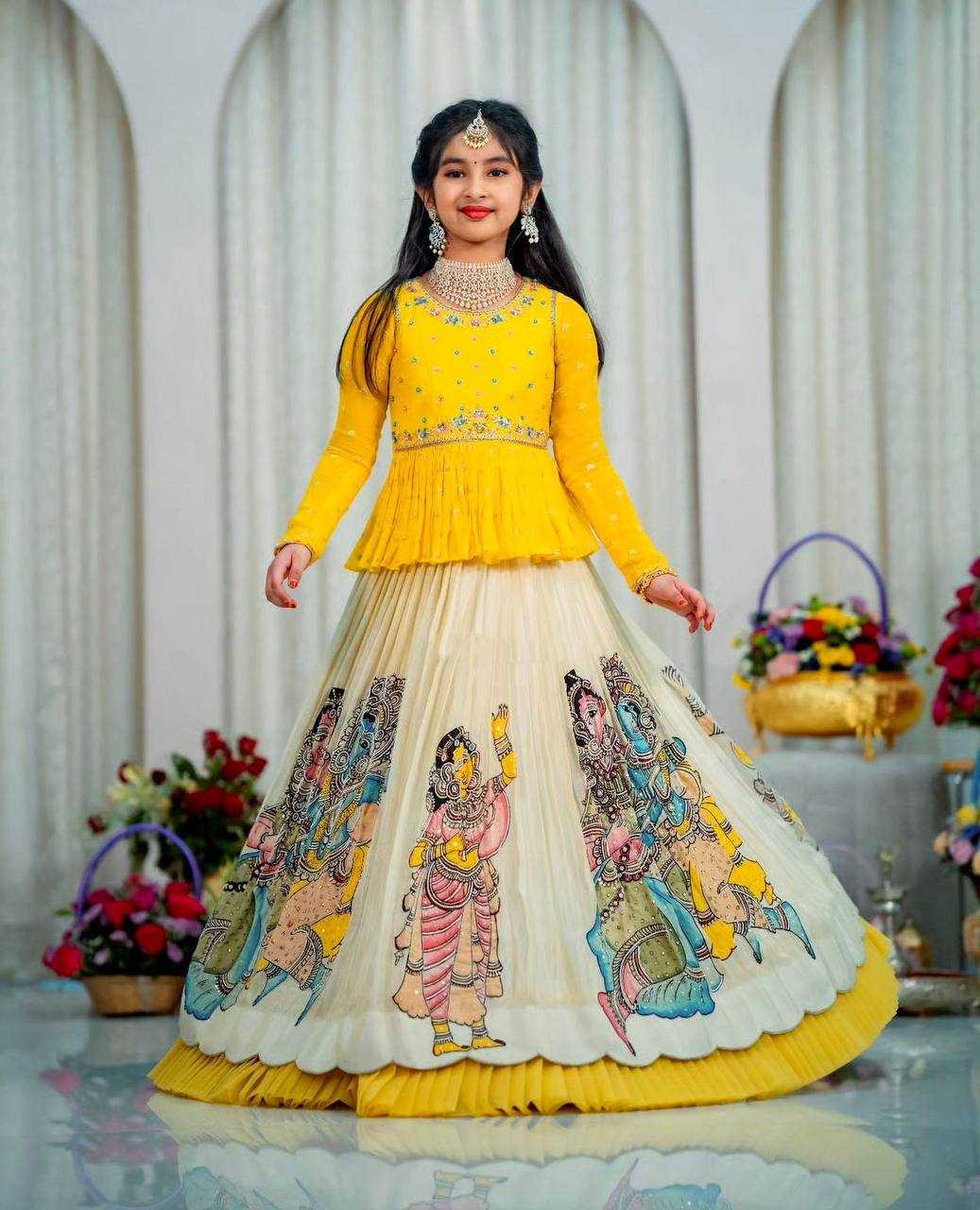 YNF FAUX GEORGETTE RIN154 185 KIDS WEAR WHOLESALE KIDS LEHENGAS MANUFACTURER