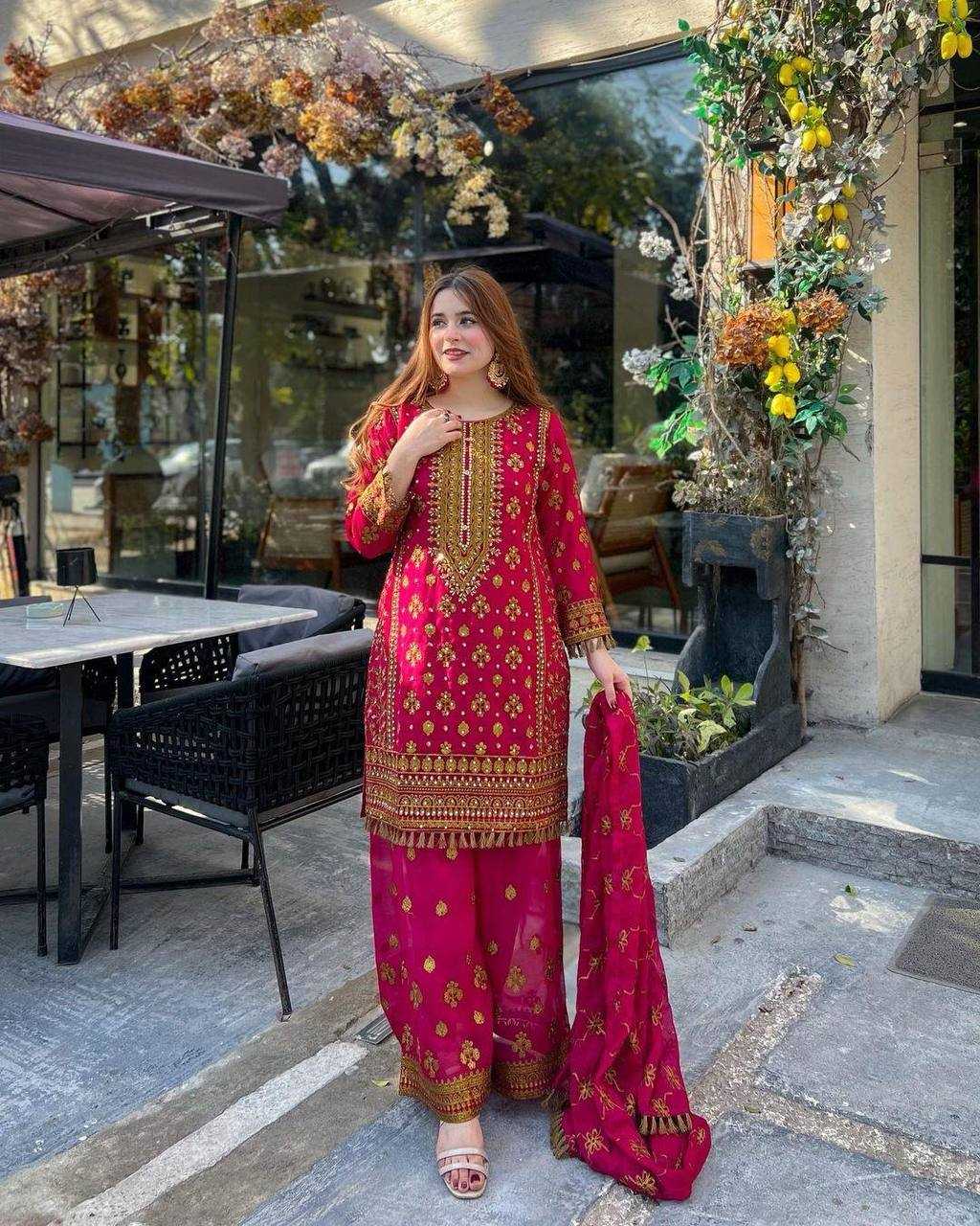 YNF GEORGETTE KESH149 1213 SUITS & DRESSES WHOLESALE PAKISTANI EMBROIDERY PALAZZO GEORGETTE LADIES SILK SUITS MANUFACTURER