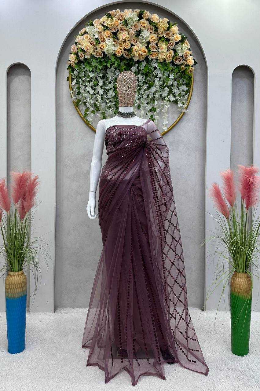 YNF NET RIN133 464 SAREES WHOLESALE FANCT SEQUENCE NET WORK DESIGNER SAREES MANUFACTURER