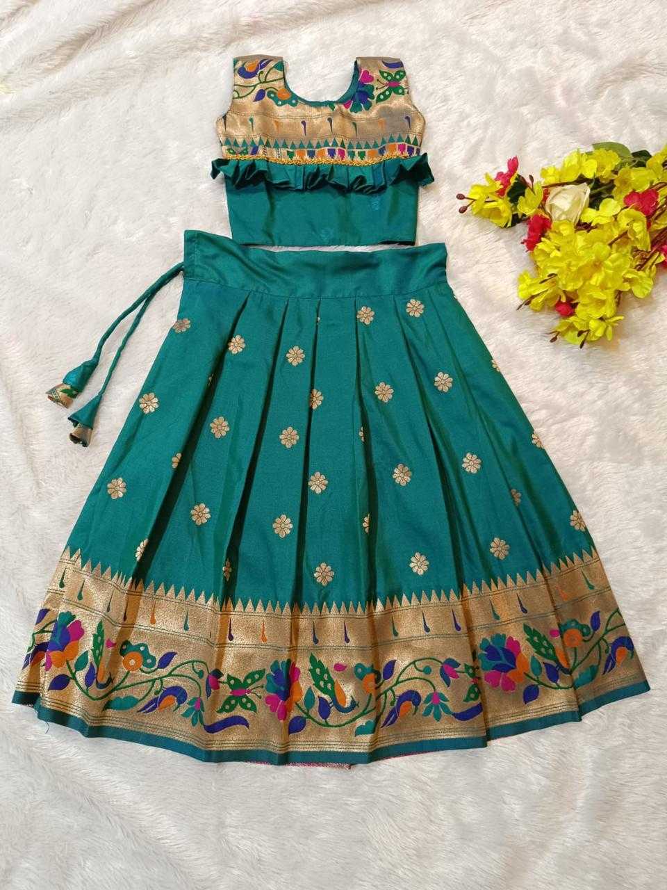 YNF ZARI SILK RIN192 AJD01 KIDS WEAR WHOLESALE KIDS LEHENGAS MANUFACTURER