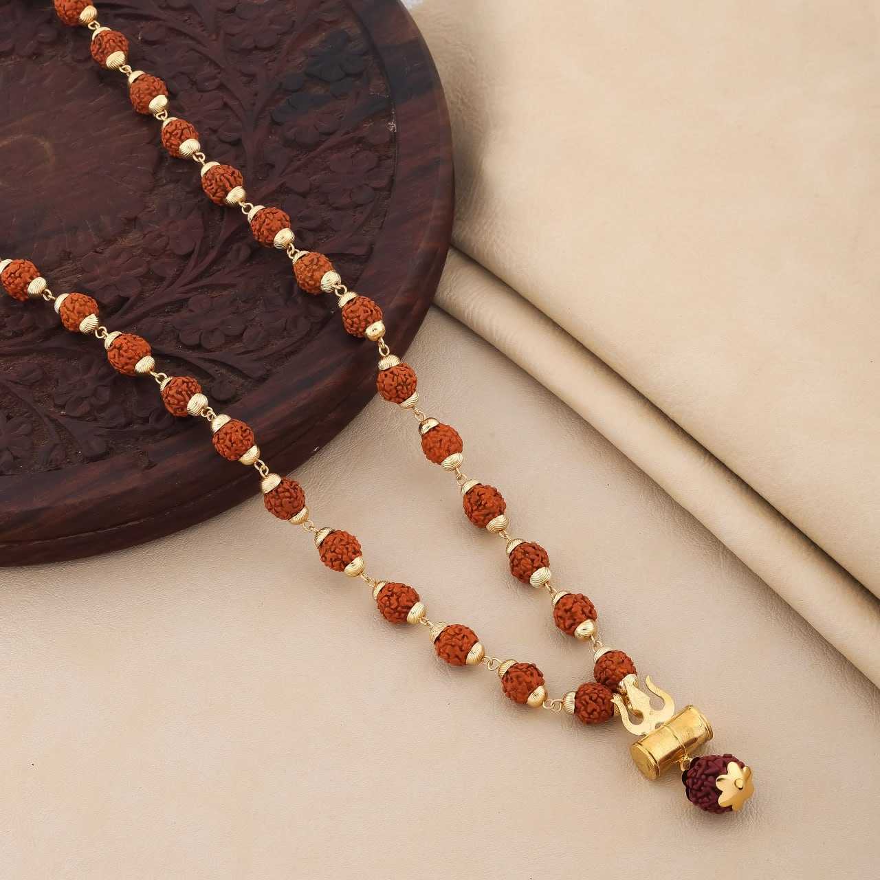 YNF BRASS KESH191 KAC319 MENS JEWELLERY WHOLESALE RUDRAKSHA CHAIN WITH PENDANT MALA MANUFACTURER