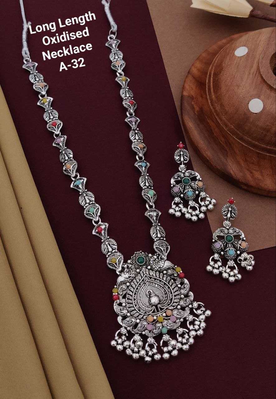 YNF BRASS KESH193 ROR94  A WOMENS JEWELLERY WHOLESALE OXIDIZED JEWELLERY SET LONG SET MANUFACTURER