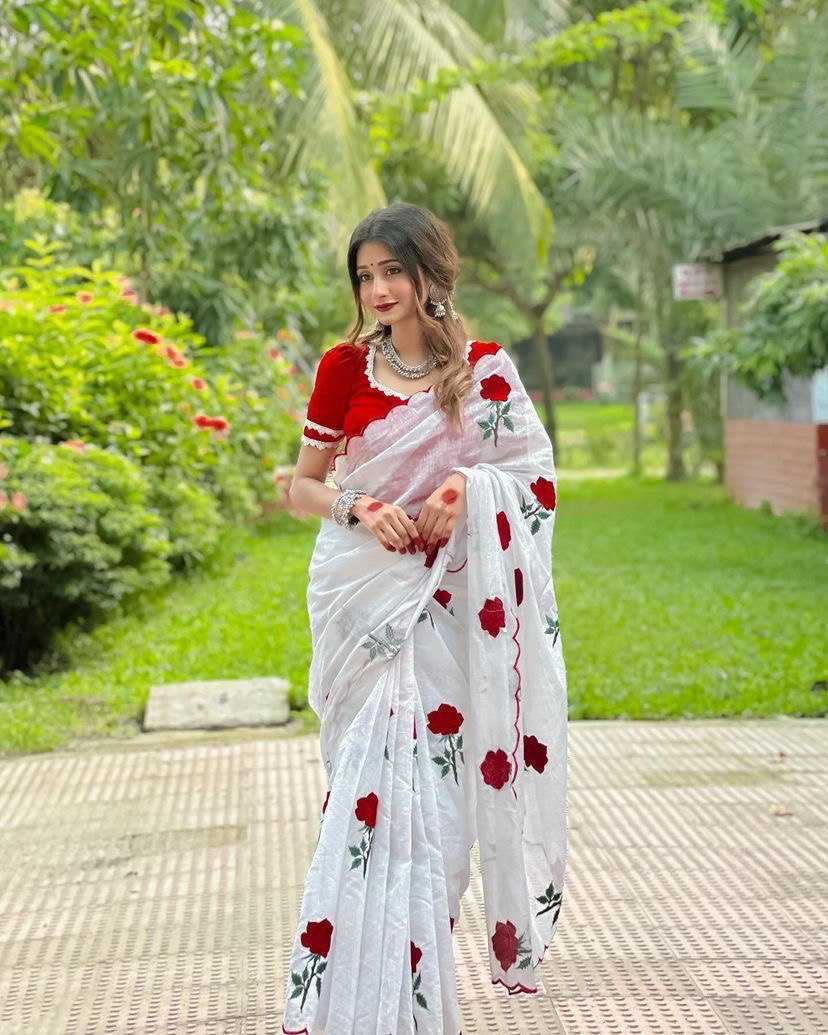 YNF CHANDERI COTTON KESH162 VRT05 SAREES WHOLESALE FANCY COTTON LINEN CHANDERI WHITE CUTWORK SAREE WITH BLOUSE MANUFACTURER