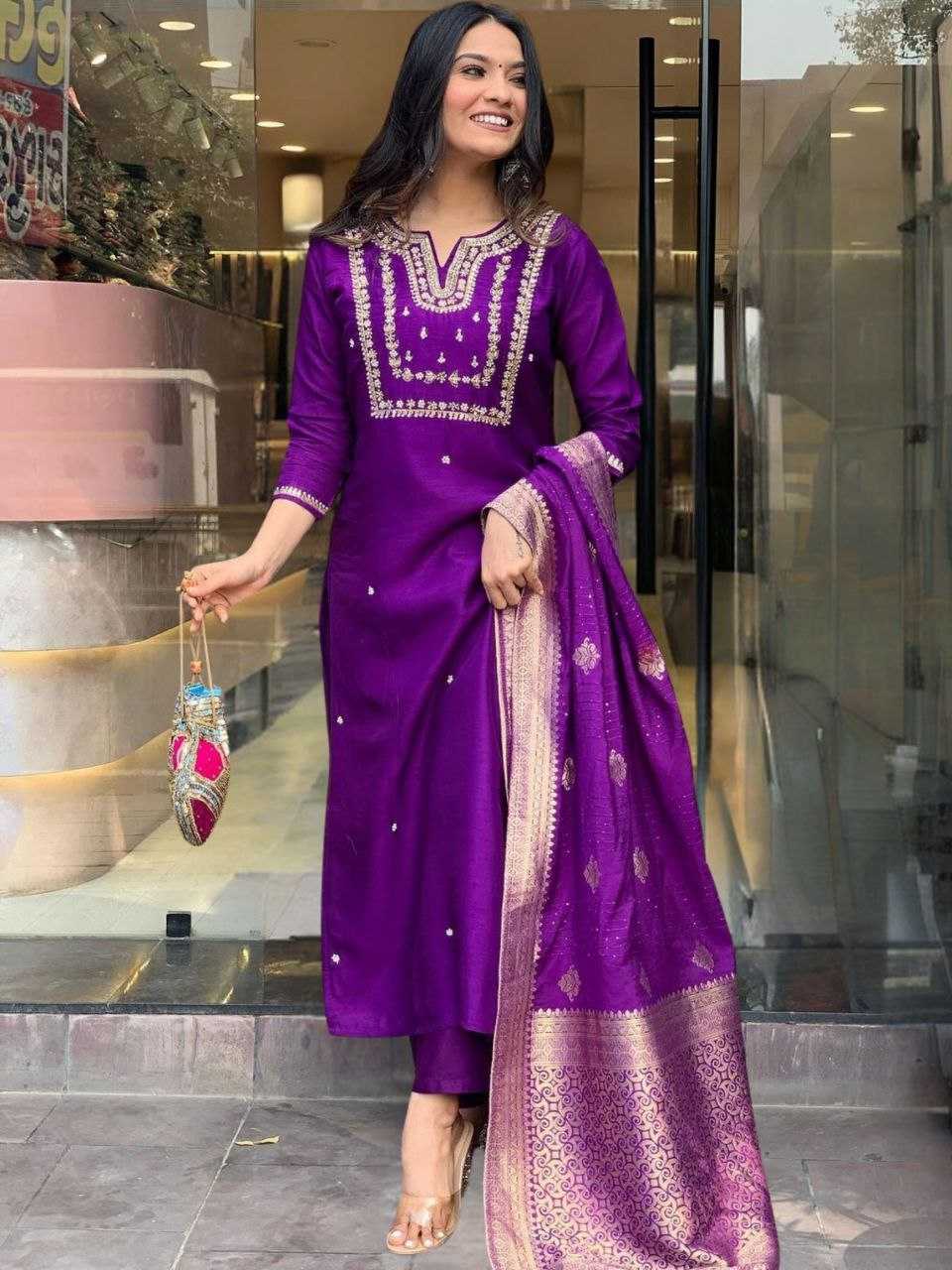 YNF CHANDERI SOFT RIN201 RRD10 SUITS & DRESSES WHOLESALE EMBROIDERY LADIES PARTY WEAR CHANDERI  DIWALI COLLECTIONS SUITS MANUFACTURER