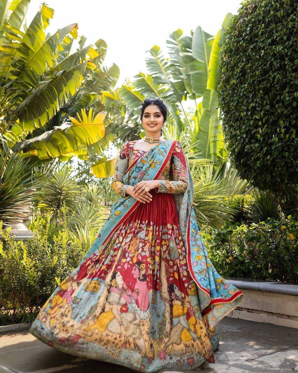 YNF CHINON KESH163 16 LEHENGAS WHOLESALE PRINTED KALAMKARI LEHENGAS MANUFACTURER