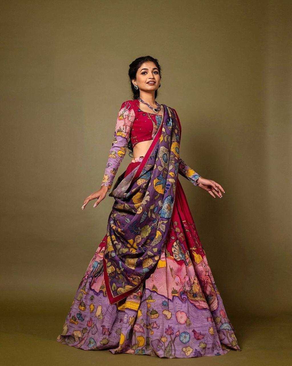 YNF CHINON KESH163 42 LEHENGAS WHOLESALE KALAMKARI TRADITIONAL PRINTED LEHENGAS  MANUFACTURER