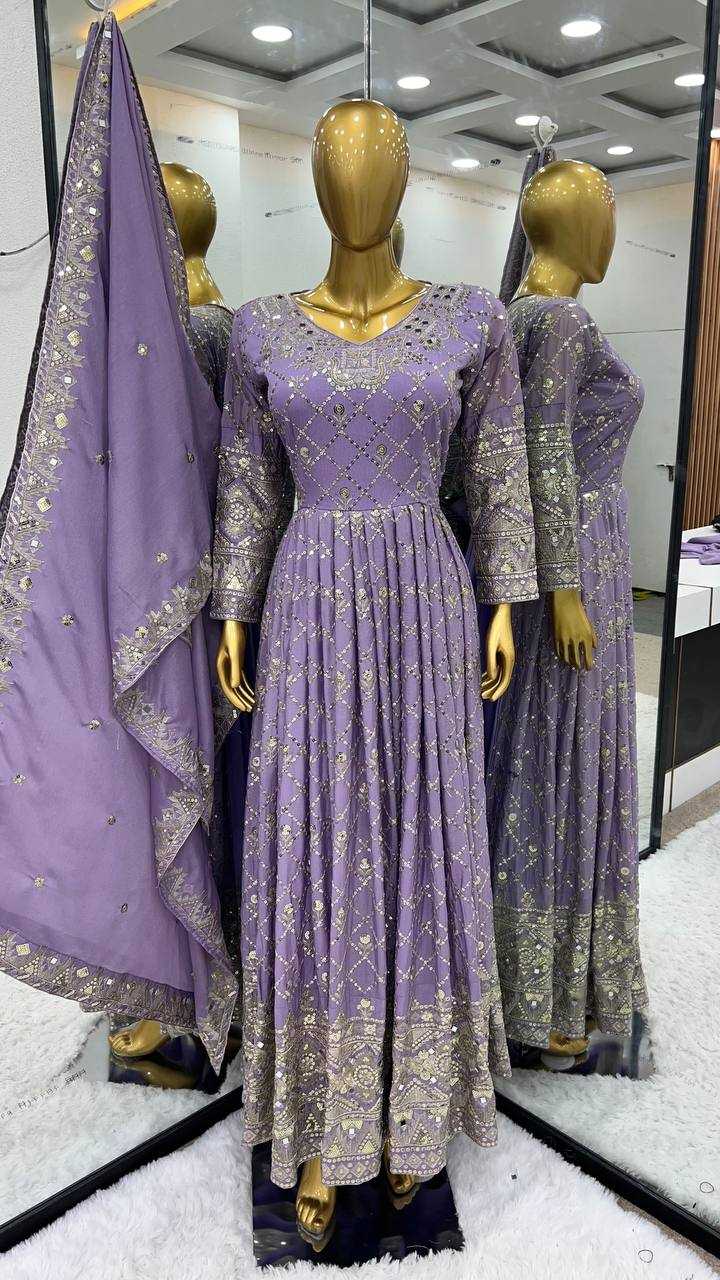 YNF CHINON SILK KESH121 1626 GOWNS WHOLESALE EMBROIDERY ANARKALI LONG WEDDING GOWNS MANUFACTURER