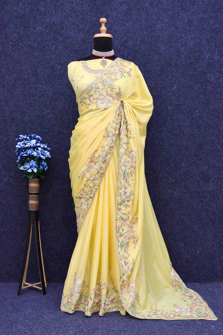 YNF CHINON SILK KESH169 1271 SAREES WHOLESALE WORK EMBROIDERED SEQUINS WORK DIWALI COLLECTIONS WEDDING SAREES MANUFACTURER