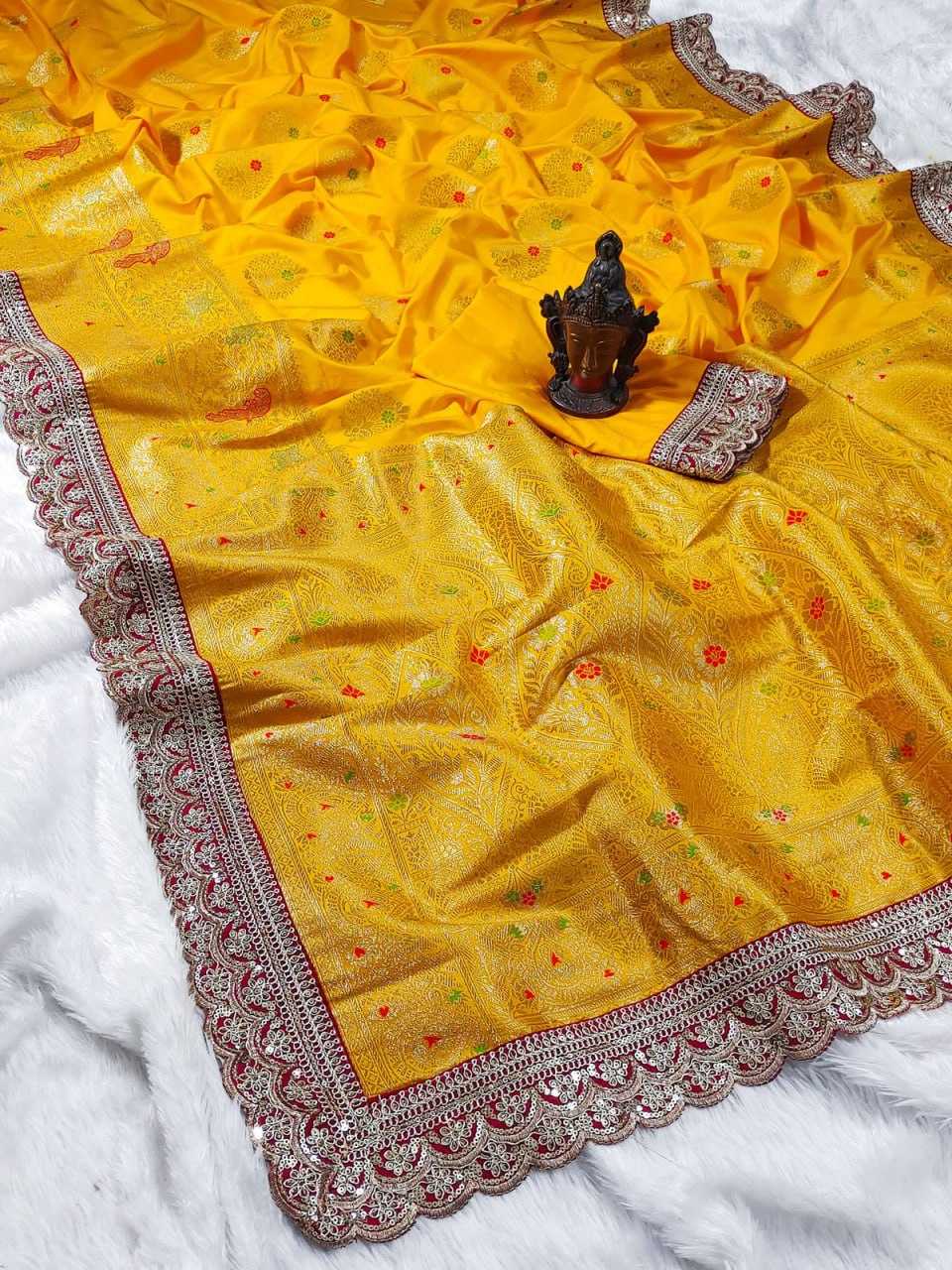 Ynf Dola Silk RIN118 RGK86 Silk Sarees Wholesale Dola Silk Sarees Soft Silk Sarees Traditional Silk Sarees Yellow Silk Sarees Manufacturer