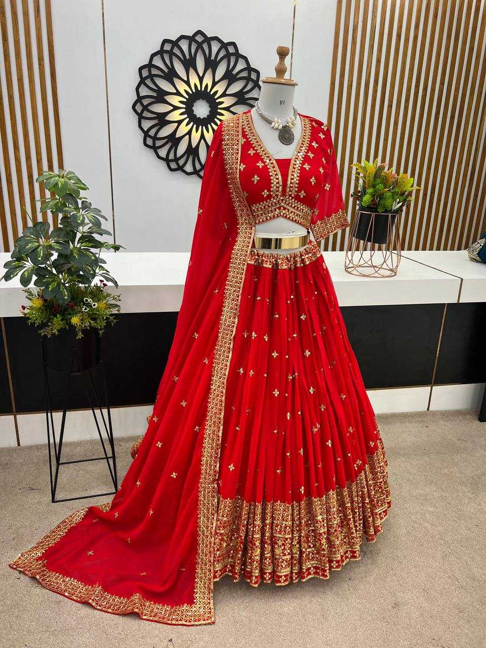 YNF FAUX GEORGETTE KESH125 3065 LEHENGAS WHOLESALE DESIGNER WEDDING EMBROIDERED LEHENGAS MANUFACTURER