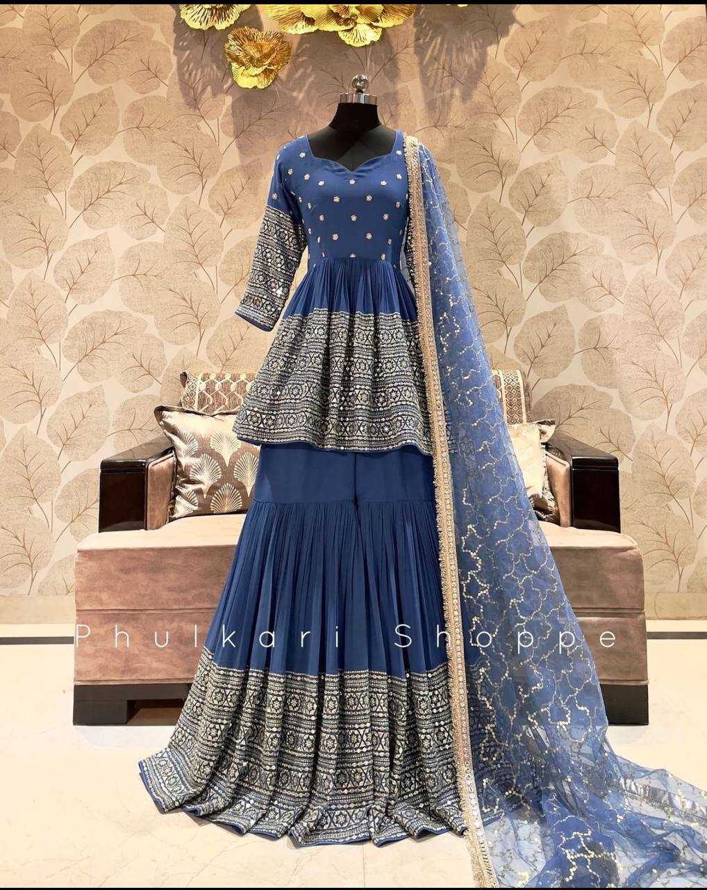 YNF FAUX GEORGETTE KESH156 1085 SUITS & DRESSES WHOLESALE SHARARA SALWAR EMBROIDERY GEORGETTE WEDDING SUITS MANUFACTURER