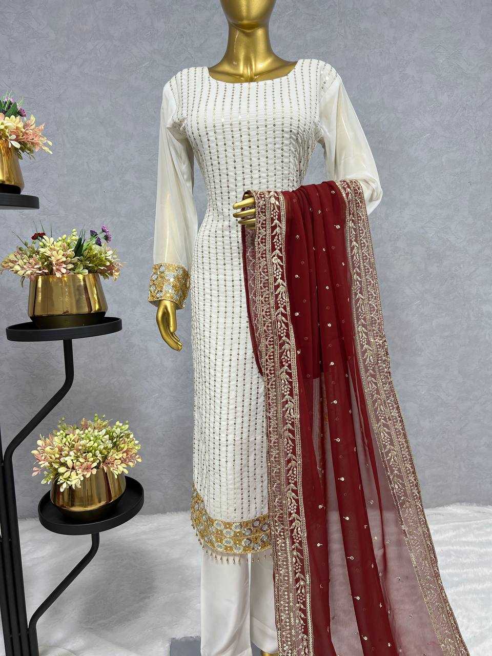 YNF FAUX GEORGETTE KESH159 1290 SUITS & DRESSES ISLAMIC CLOTHING WHOLESALE LADIES PAKISTANI EMBROIDERY GEORGETTE SUITS MANUFACTURER