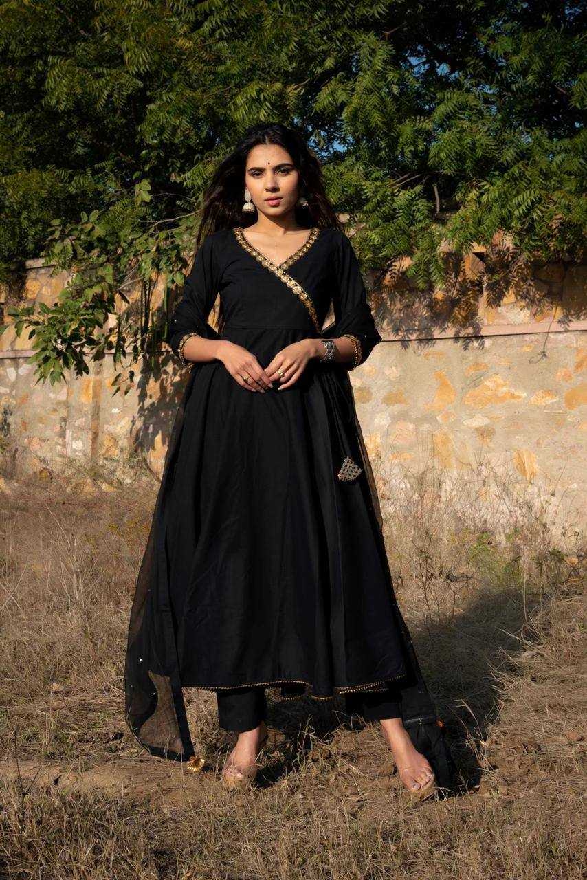 YNF FAUX GEORGETTE KESH211 LDY08 GOWNS WHOLESALE EMBROIDERED ANARKALI LONG GEORGETTE GOWNS WITH DUPATTA BLACK GOWNS  MANUFACTURER