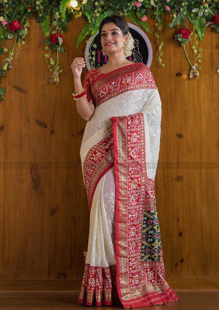 YNF GEORGETTE KESH169 1261 SAREES WHOLESALE PRINTED GEORGETTE WORK EMBROIDERED CHIKAN SAREES MANUFACTURER