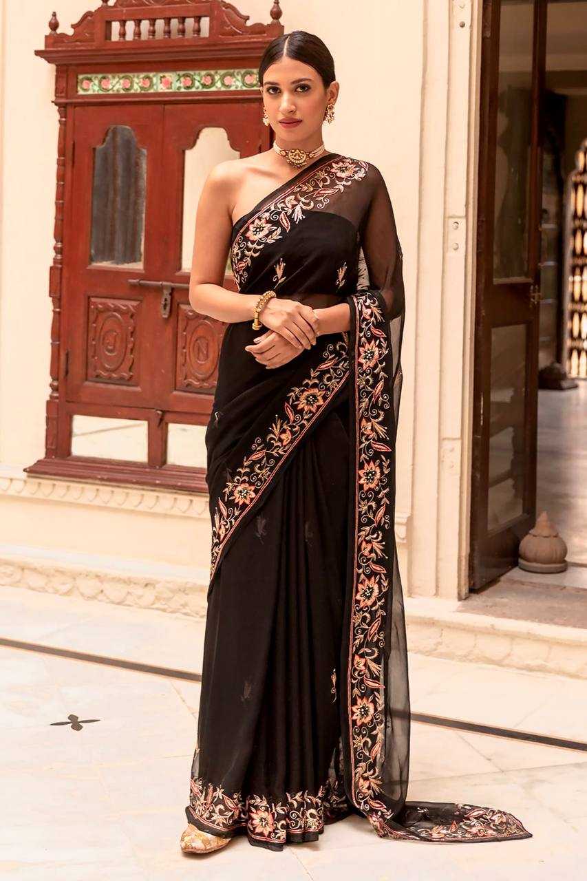 YNF GEORGETTE KESH169 1270 SAREES WHOLESALE PARTY WEAR GEORGETTE EMBROIDERED SEQUINS WORK SAREES MANUFACTURER