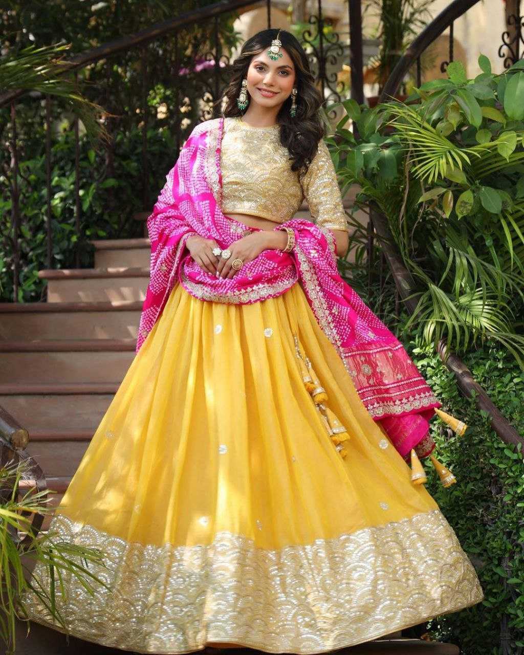 YNF GEORGETTE KESH176 130 LEHENGAS WHOLESALE EMBROIDERED GEORGETTE LEHENGA WITH DUPATTA LEHENGA FOR HALDI LEHENGA WITH BLOUSE YELLOW LEHENGAS MANUFACTURER