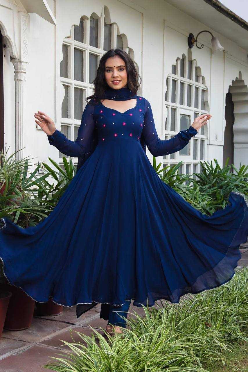 YNF GEORGETTE KESH211 LDY38 GOWNS WHOLESALE EMBROIDERED ANARKALI LONG GEORGETTE BLUSE GOWNS MANUFACTURER