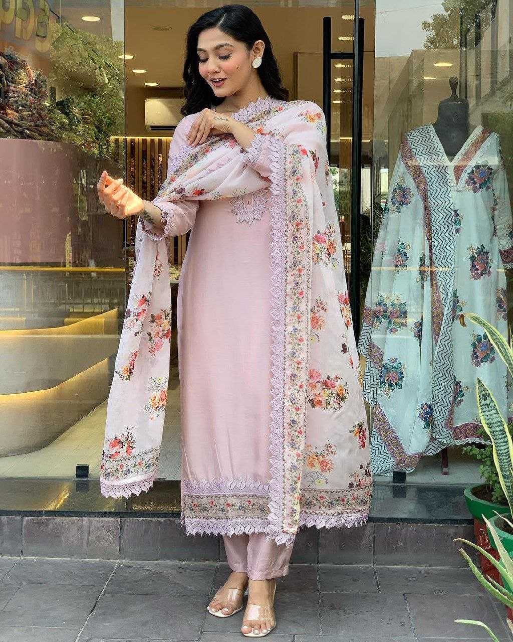 YNF HEAVY ROMAN SILK RIN201 RRD02 SUITS & DRESSES ISLAMIC CLOTHING WHOLESALE LADIES PAKISTANI EMBROIDERED LADIES SILK SUITS MANUFACTURER